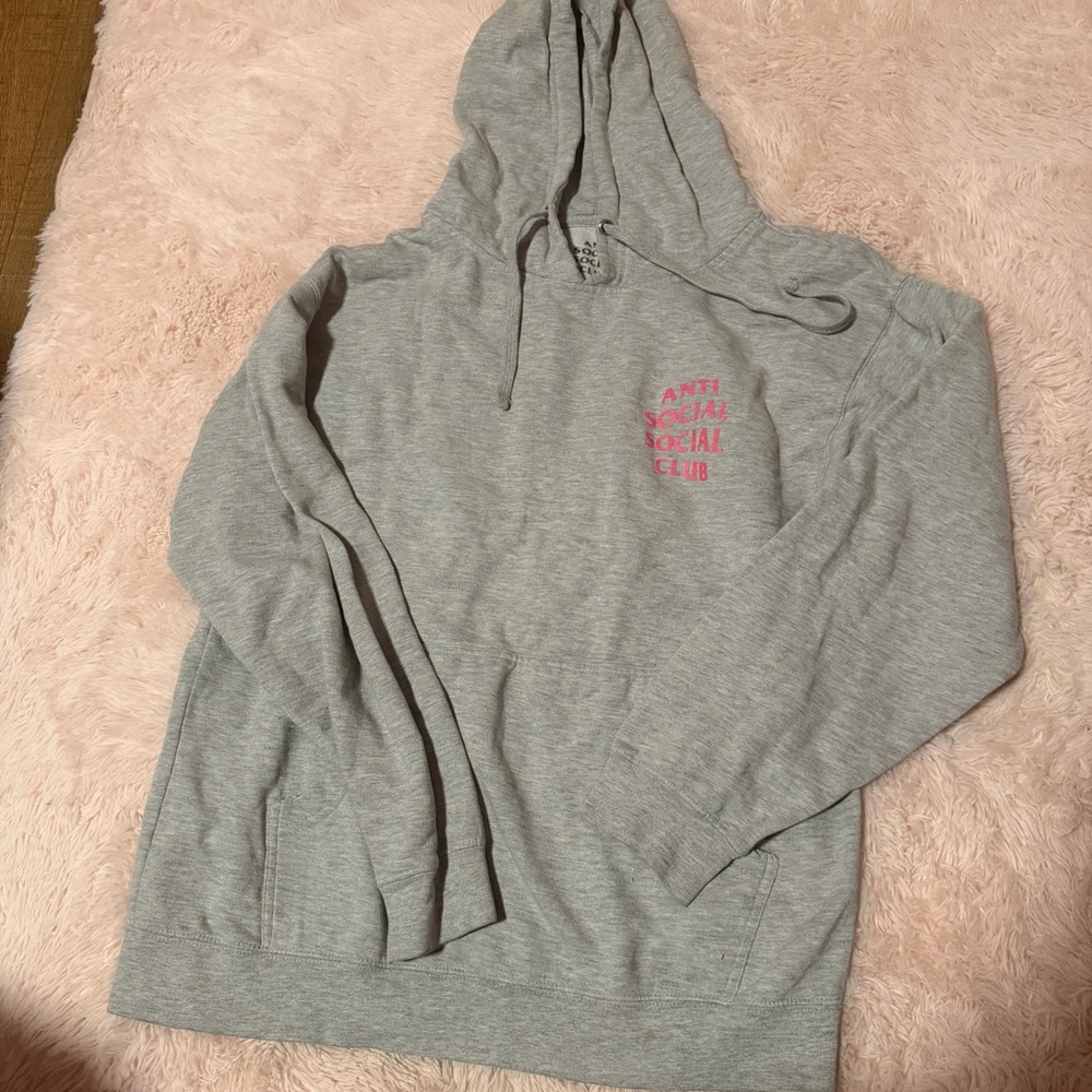 Anti Social Social Club Heather Gray Pullover Hoodie with Black Text
